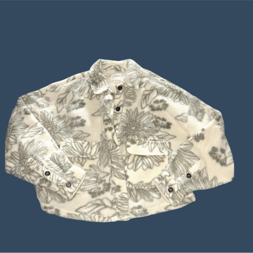 Women's Cream and Gray Floral Jacket